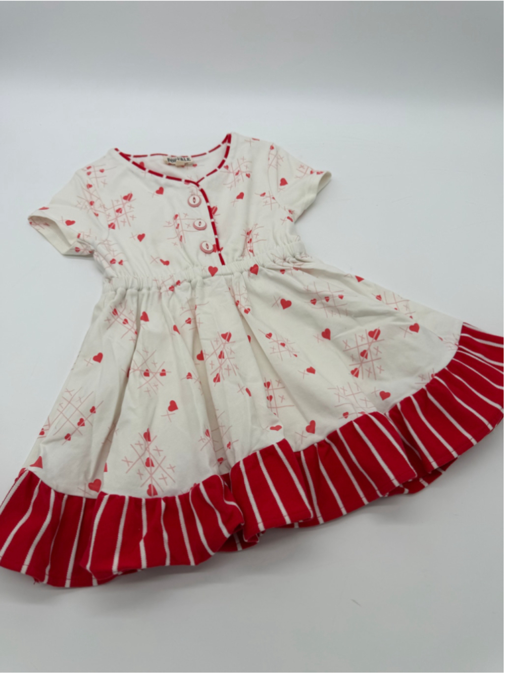 Girls Finding Foxtale Casual Dress Size 3T White Red Hearts. Worn once